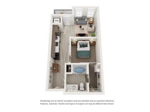 Floor plan for 1 bed, 1 bath, 546 sqft